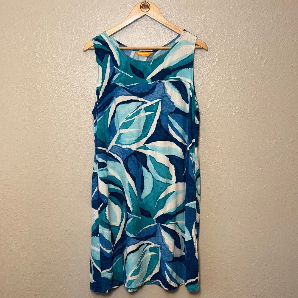 Jams World Hawaiian Dress Bay Leaf Resort Vacation Made in USA Blue Women's XL - Picture 9 of 10